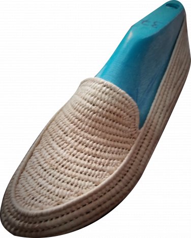 Moroccan natural hand braided raffia Moccasin