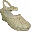 Moroccan natural hand braided raffia wedges Sandals