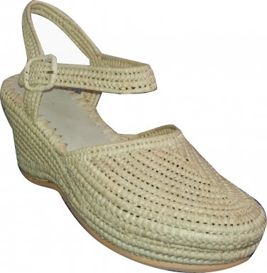 Moroccan natural hand braided raffia wedges Sandals