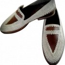 Moroccan natural hand braided raffia and leather Loafer