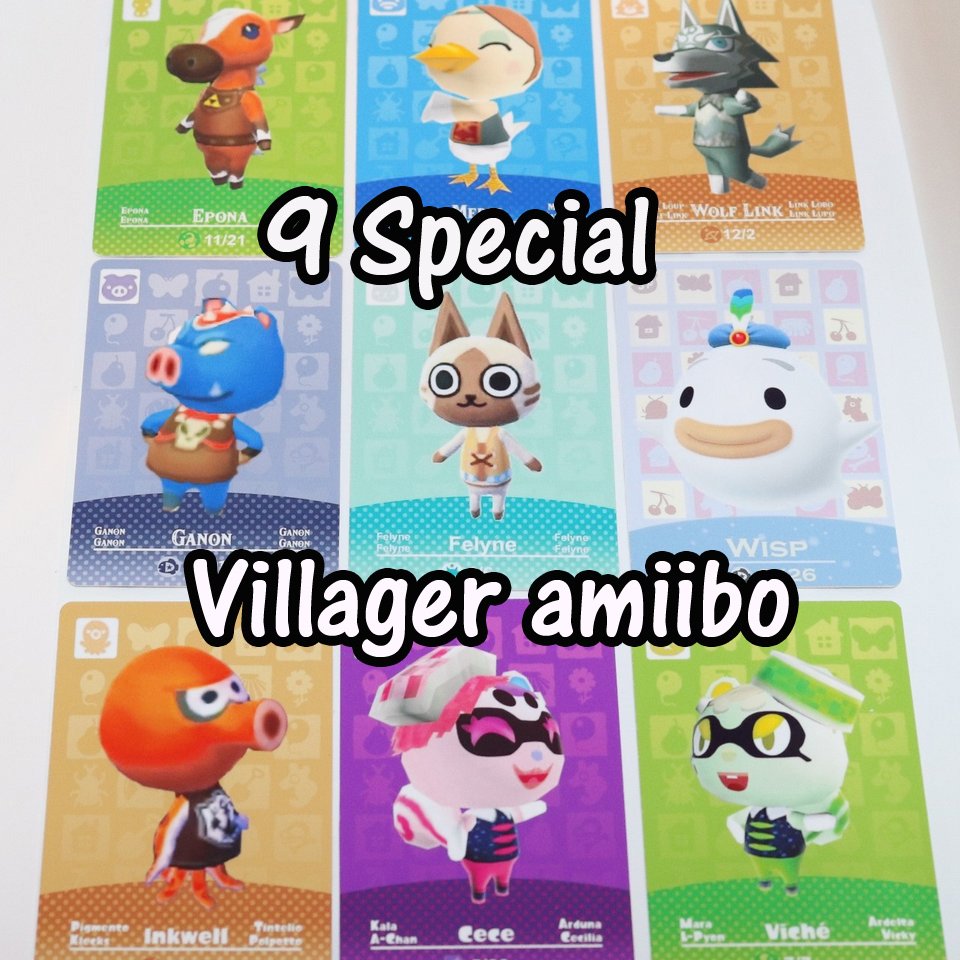Animal Crossing Special Amiibo card set of 9 Felyne Cece Viche Inkwell  Epona Medli Ganon Wolf Link