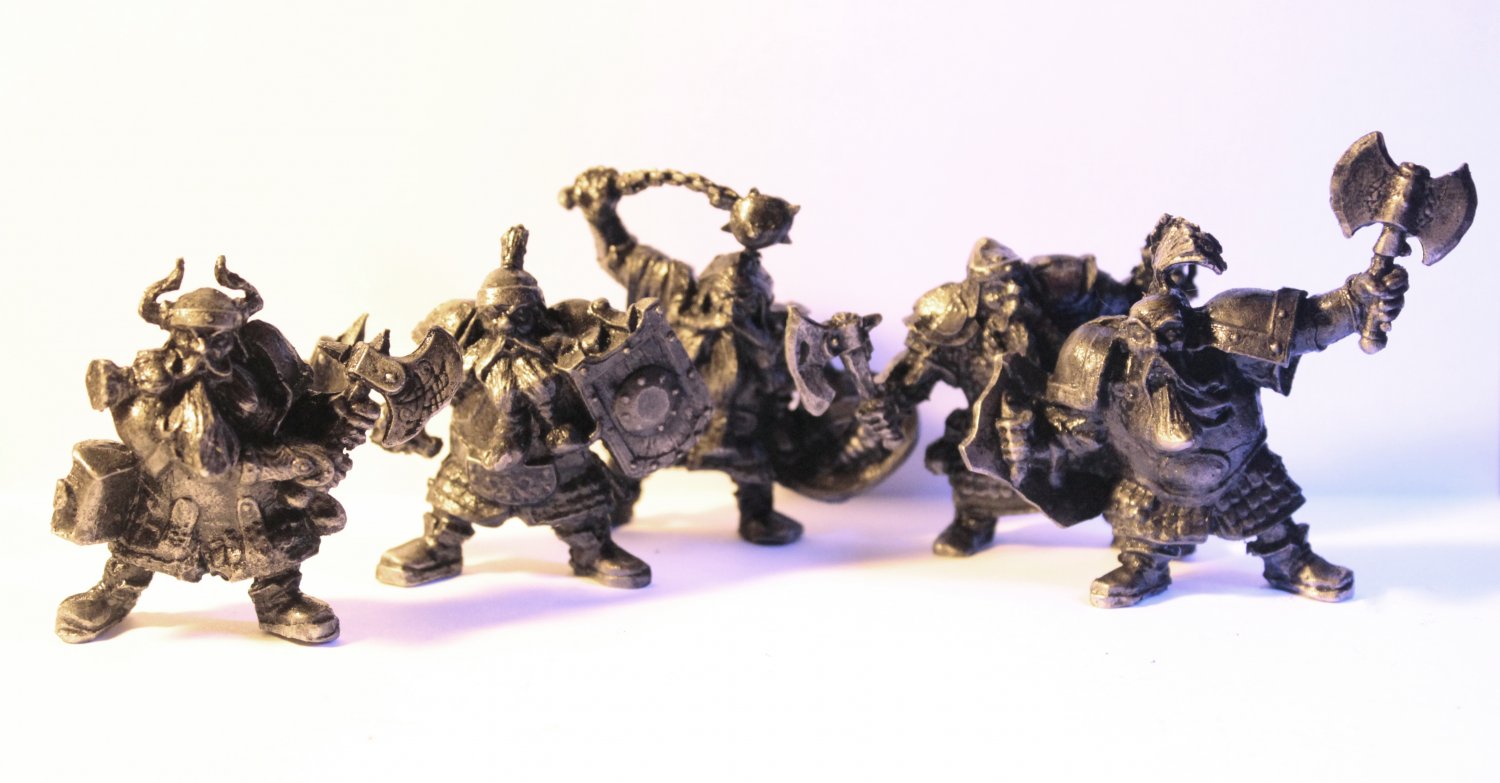 dwarf, gnome, metal, Warhammer, lord of the rings, tin, miniature, 1/35, 54mm, tin, set of 5 things