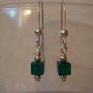 Green Cube Swarovski Crystals Earrings #523E