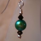 Purple Pearl and Swarovski Crystals Earrings #536E
