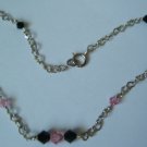Pink and Black Swarovski Crystal Beaded Bracelet #250B