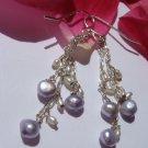 Lavendar and White Pearl Earrings BEAUTIFUL #268E