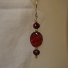 Pearl and Shell Beaded Earrings Reds #149E