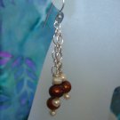 Brown and White Pearl Earrings #165E