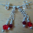 Light and Dark Red Swarovski Crystal Earrings #431E
