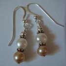 White and Champagne Pink Pearl Earrings #402E #440E