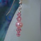 Pink Pearl and Swarovski Crystals Earrings #377E