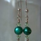 Green Swarovski Crystal and Pearl Earrings #521E
