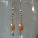Peach Pearl and Peach Swarovski Crystal Earrings #530E