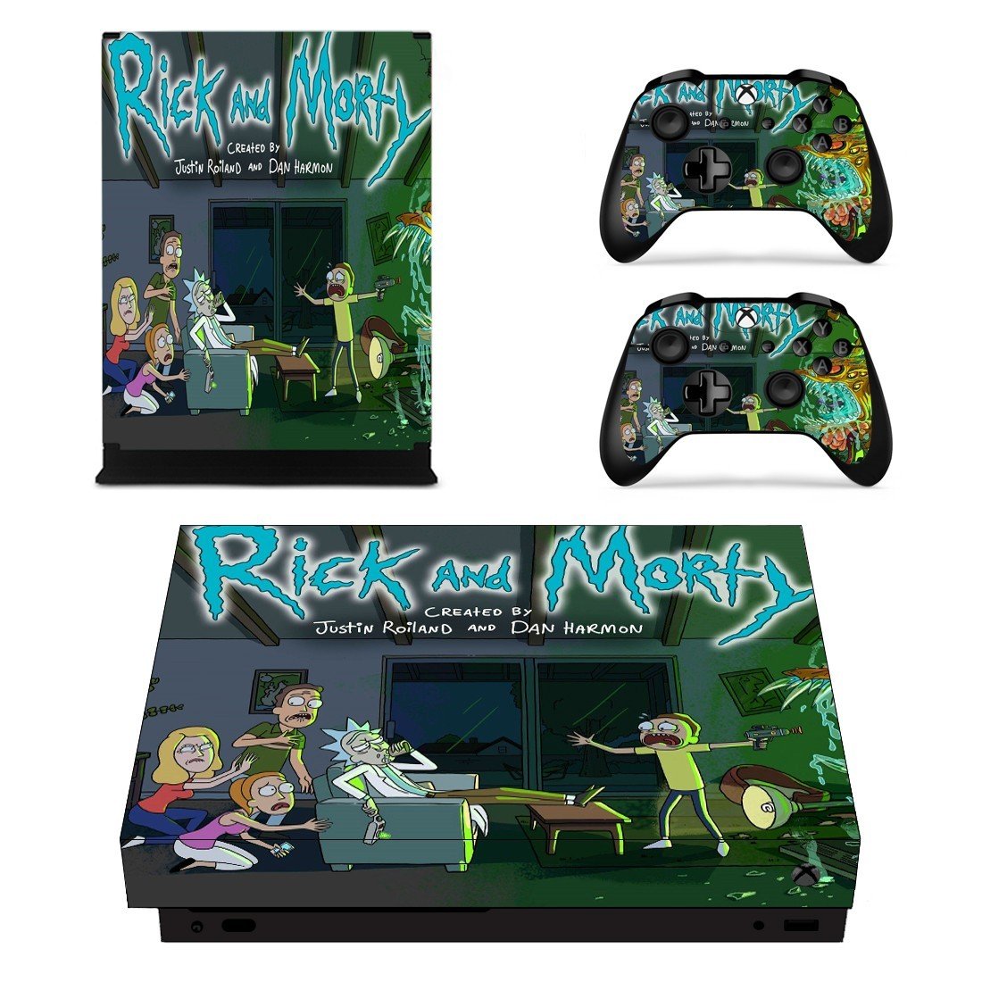Rick and Morty decal skin sticker for Xbox One X console and controllers