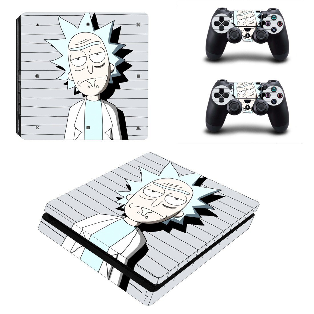 Rick and Morty decal skin sticker for PS4 Slim console and controllers