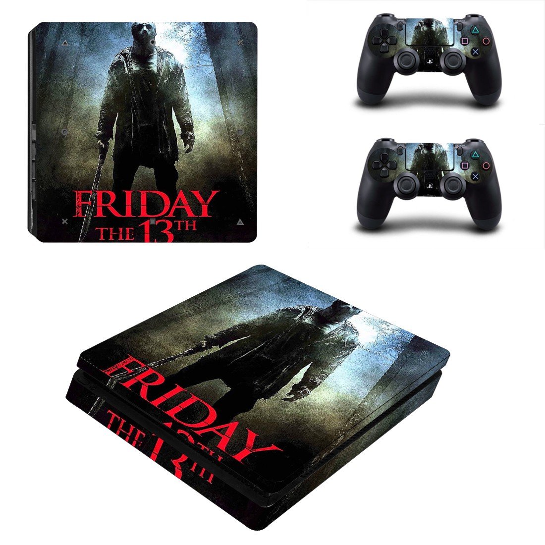 Friday the 13th decal skin sticker for PS4 Slim console and controllers