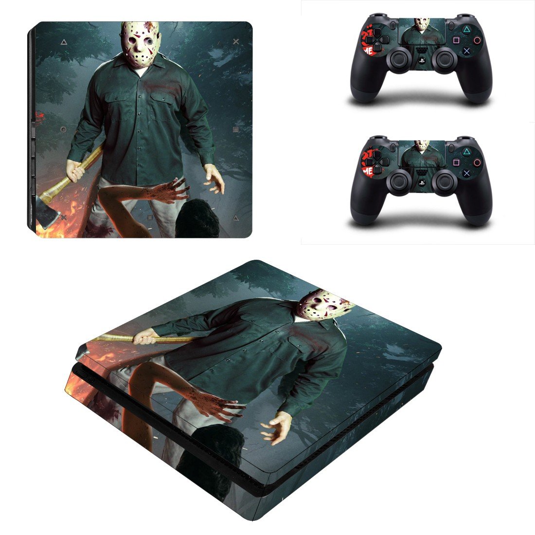 Friday the 13th decal skin sticker for PS4 Slim console and controllers