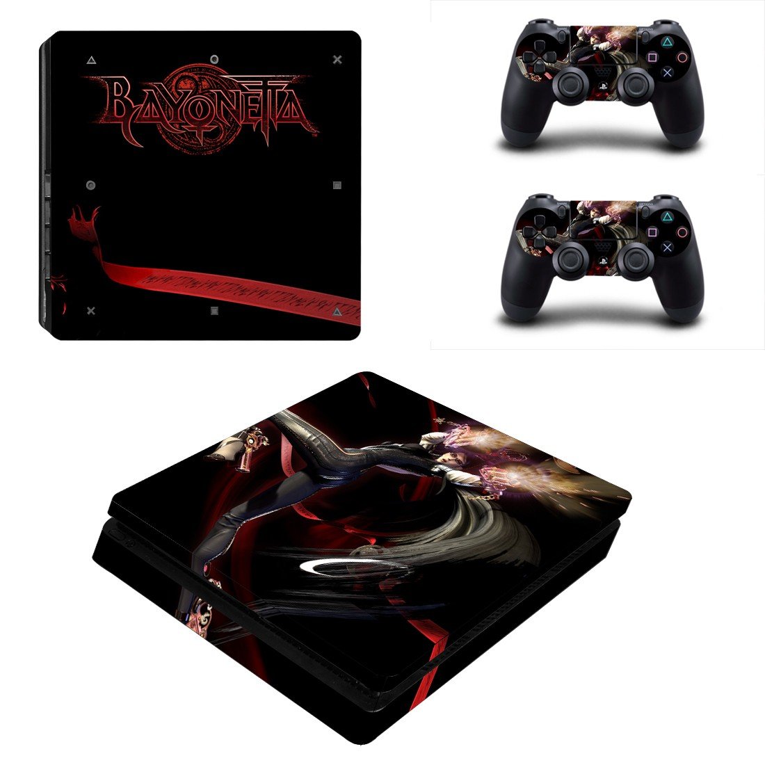 Bayonetta decal skin sticker for PS4 Slim console and controllers