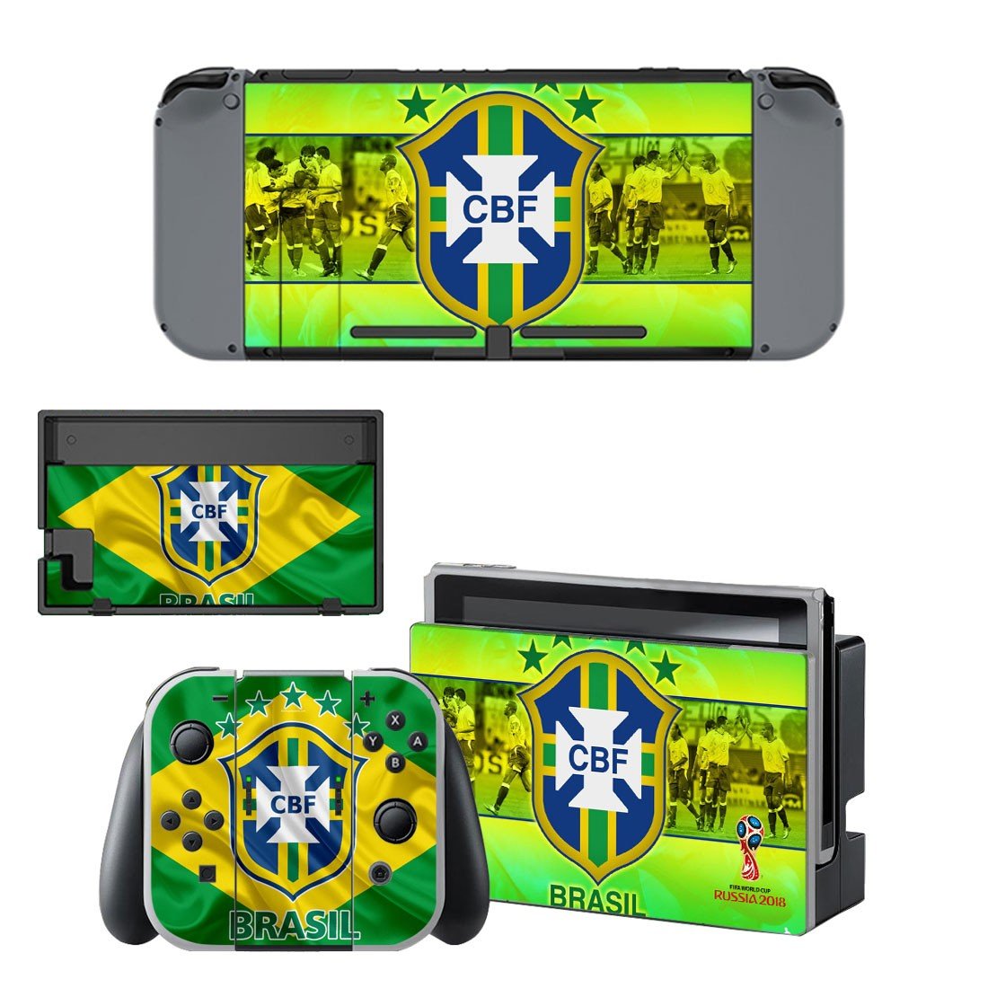 Brazilian Football Confederation decal skin sticker for Nintendo Switch console and controllers