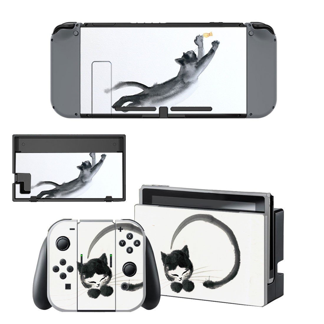 Cat stretching decal skin sticker for Nintendo Switch console and controllers