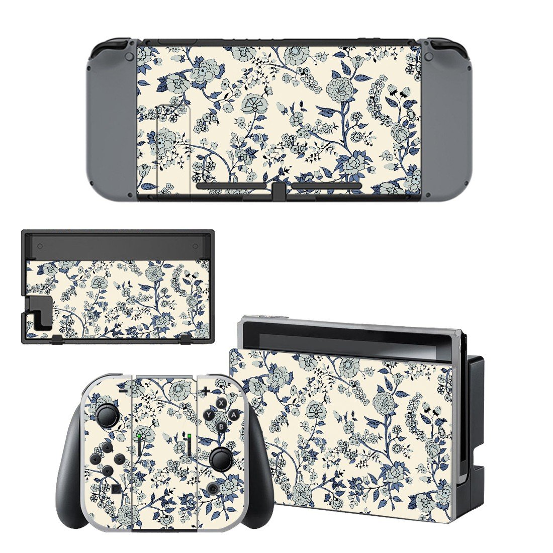 Floral Pattern decal skin sticker for Nintendo Switch console and controllers