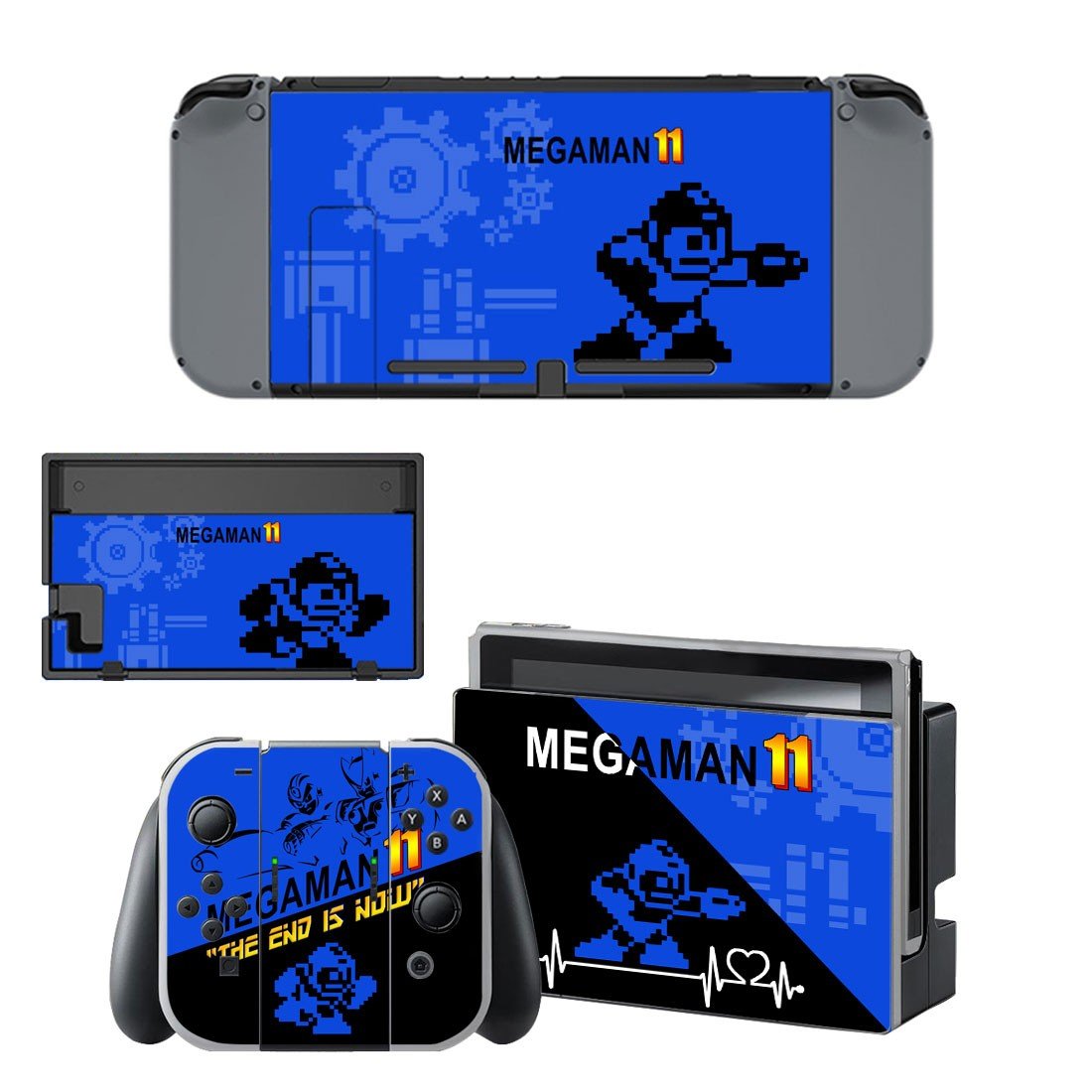 Mega Man 11 decal skin sticker for Nintendo Switch console and controllers