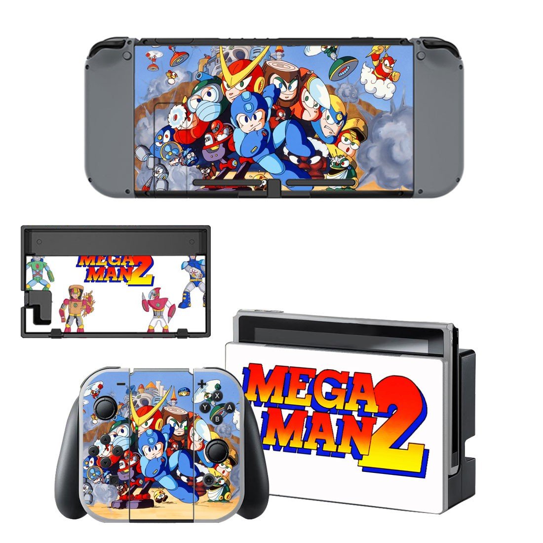 Mega Man 2 decal skin sticker for Nintendo Switch console and controllers