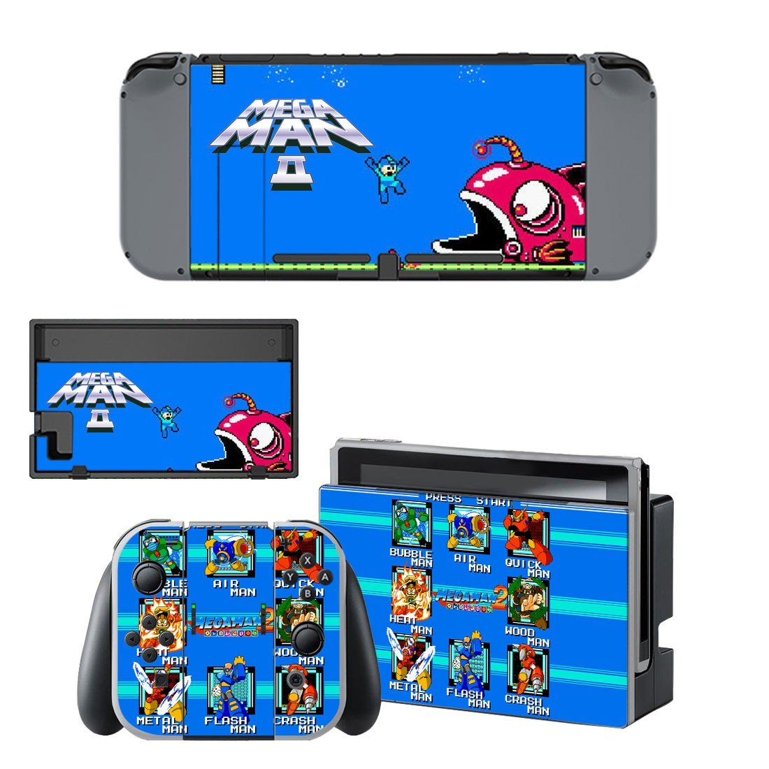 Mega Man 2 decal skin sticker for Nintendo Switch console and controllers