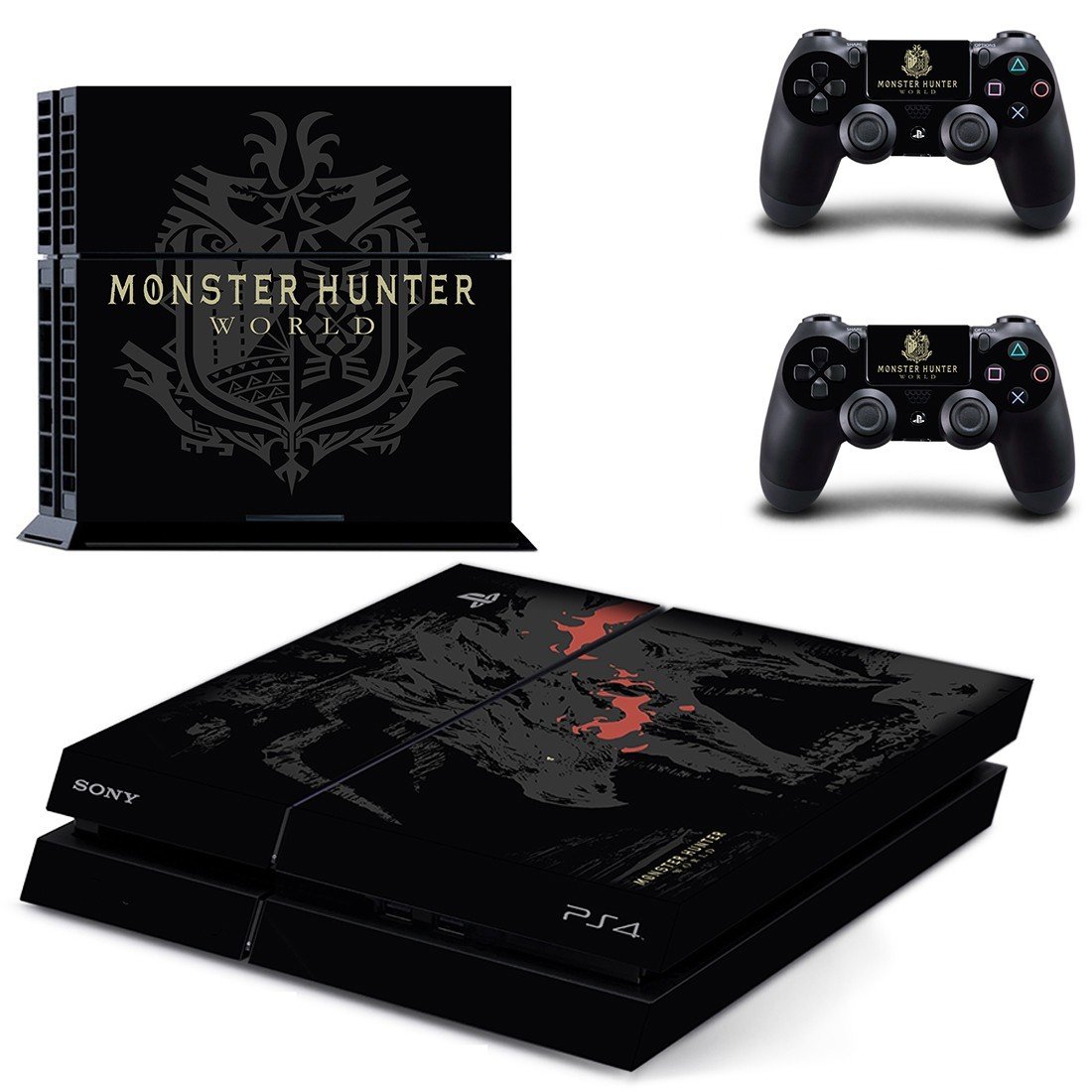 Monster Hunter World decal skin sticker for PS4 console and controllers