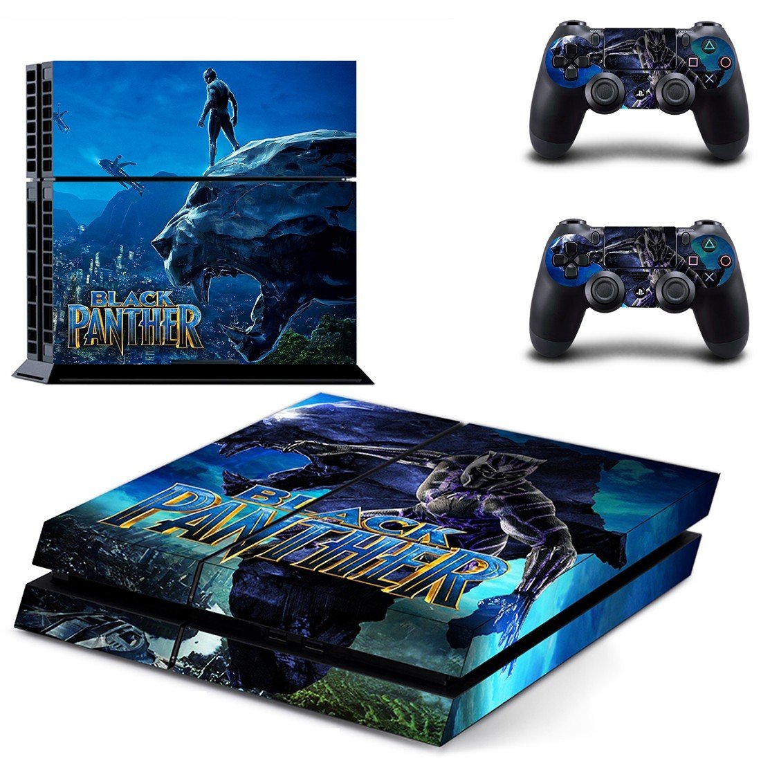 Black Panther decal skin sticker for PS4 console and controllers