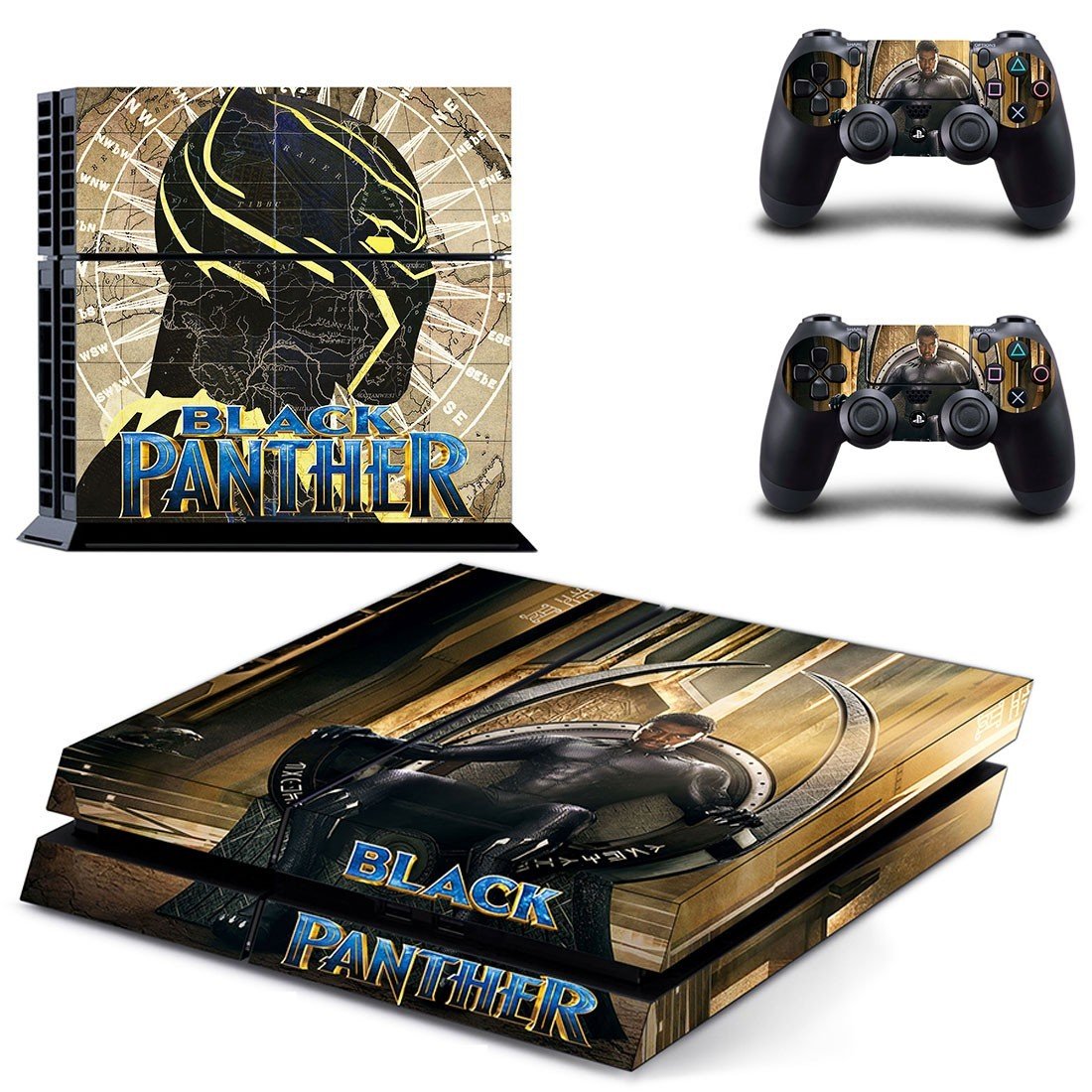 Black Panther decal skin sticker for PS4 console and controllers