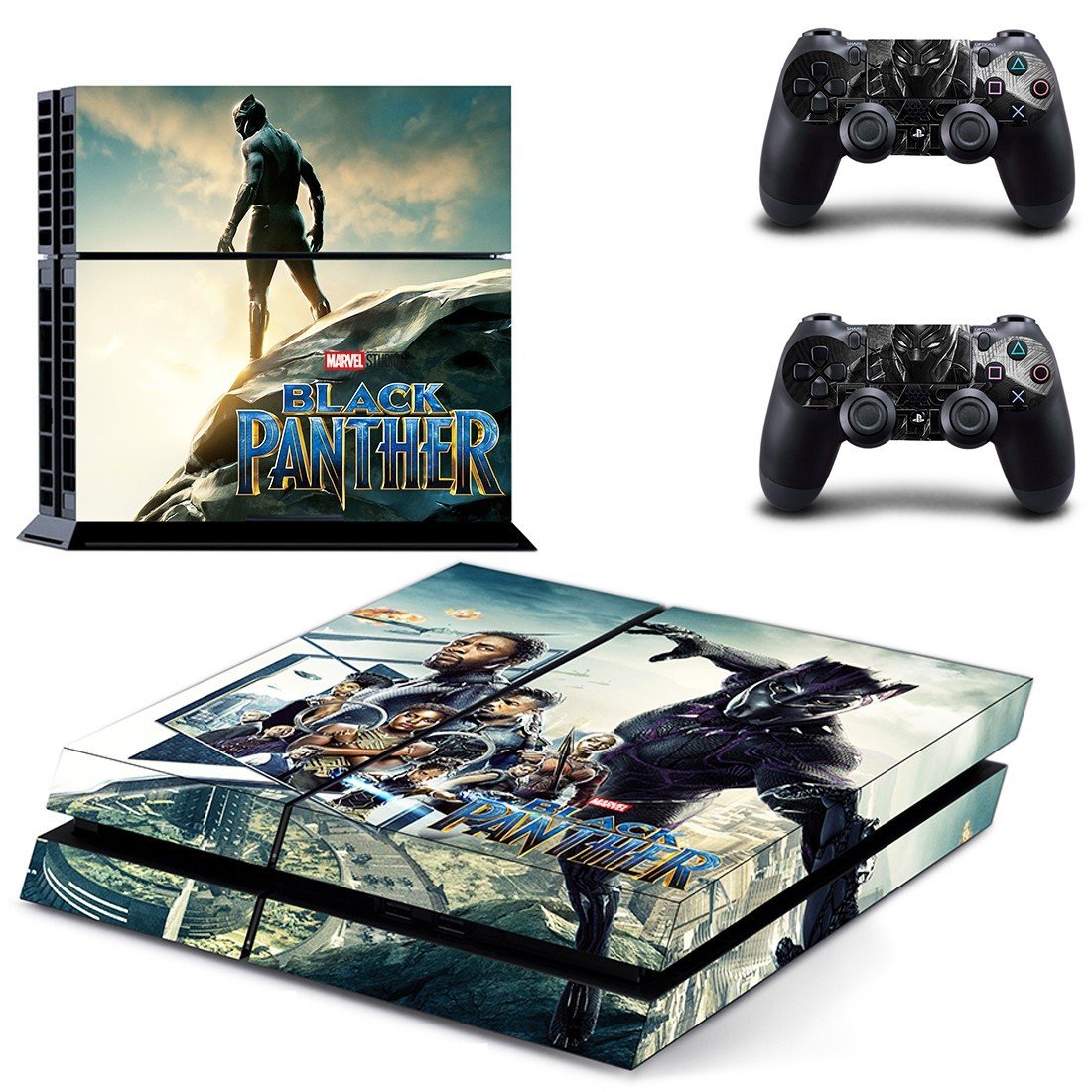 Black Panther decal skin sticker for PS4 console and controllers