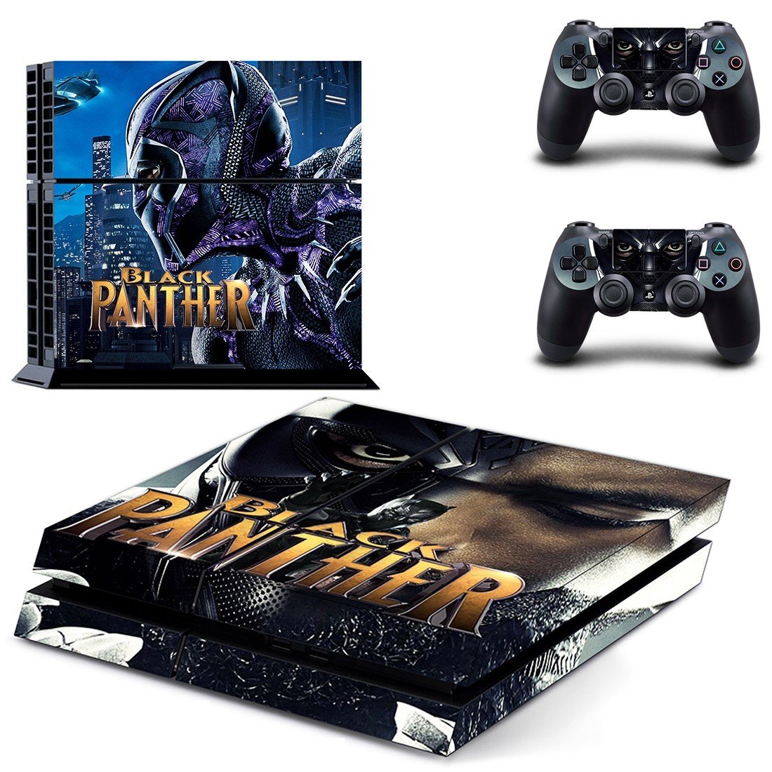 Black Panther decal skin sticker for PS4 console and controllers