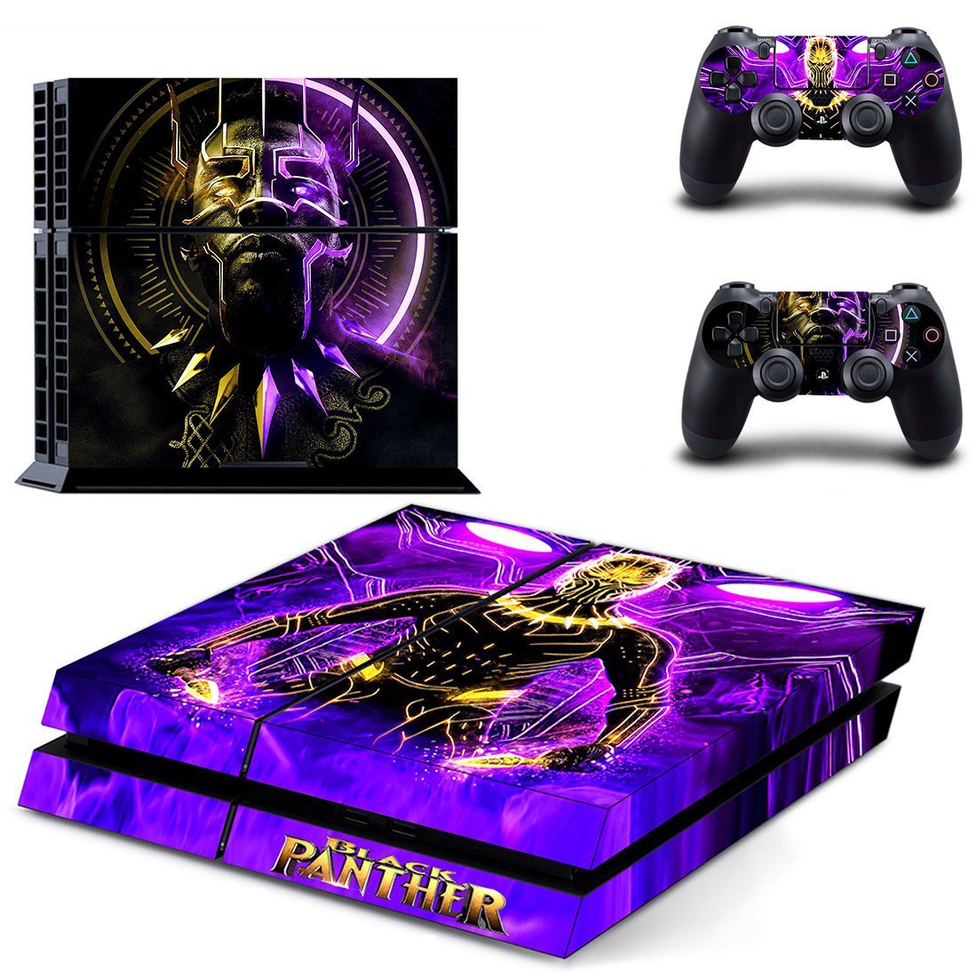 Black Panther decal skin sticker for PS4 console and controllers