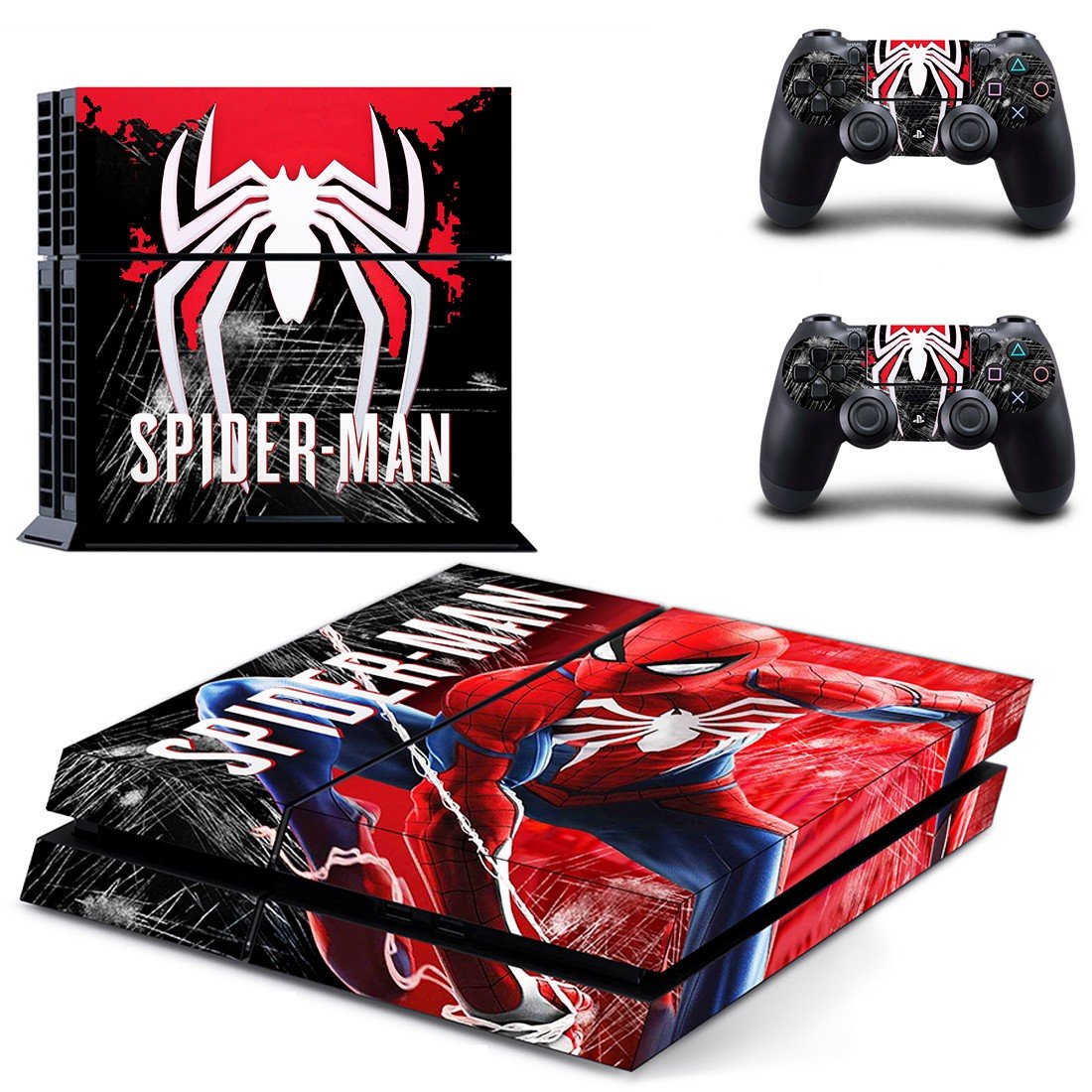 Spider Man decal skin sticker for PS4 console and controllers