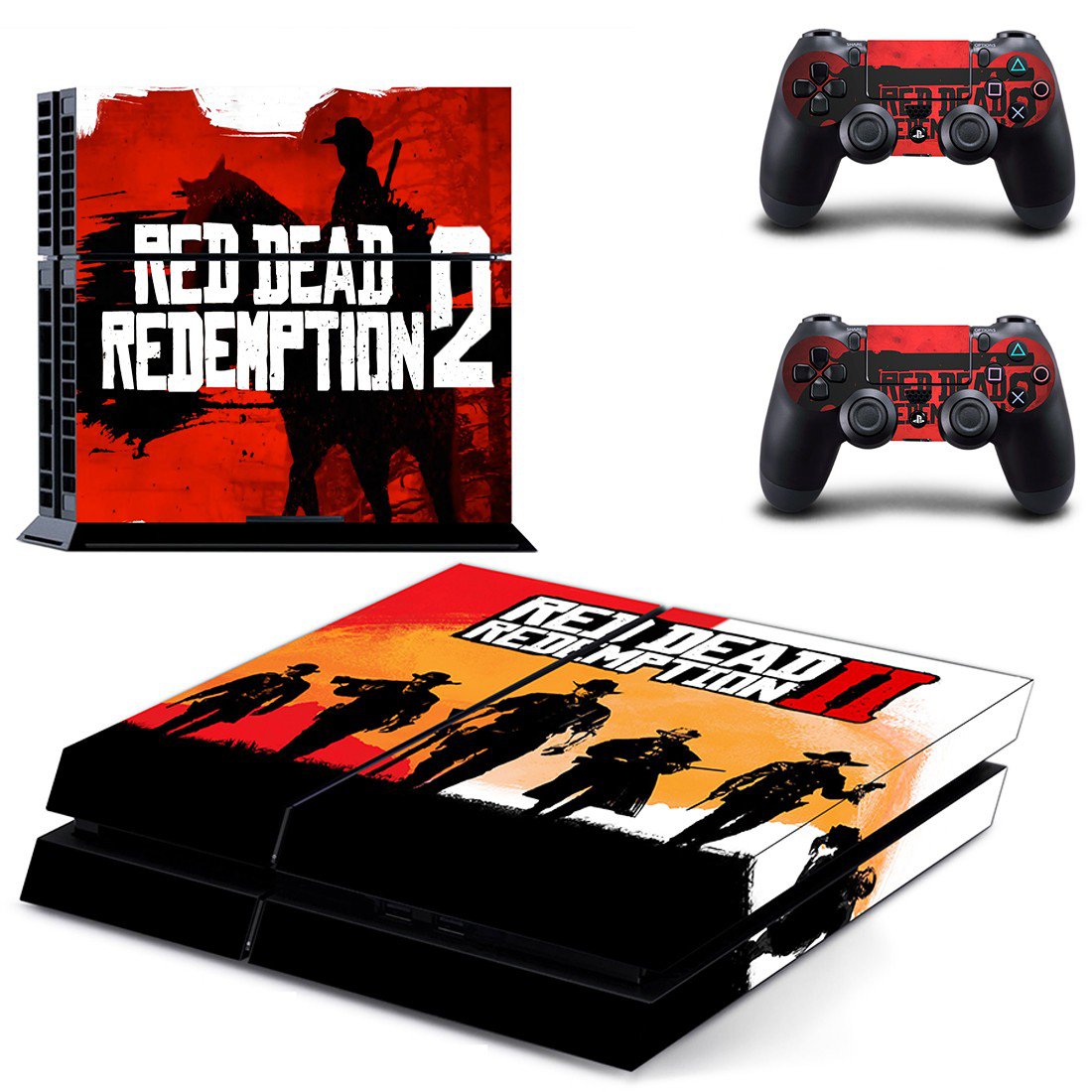 Red Dead Redemption 2 decal skin sticker for PS4 console and controllers