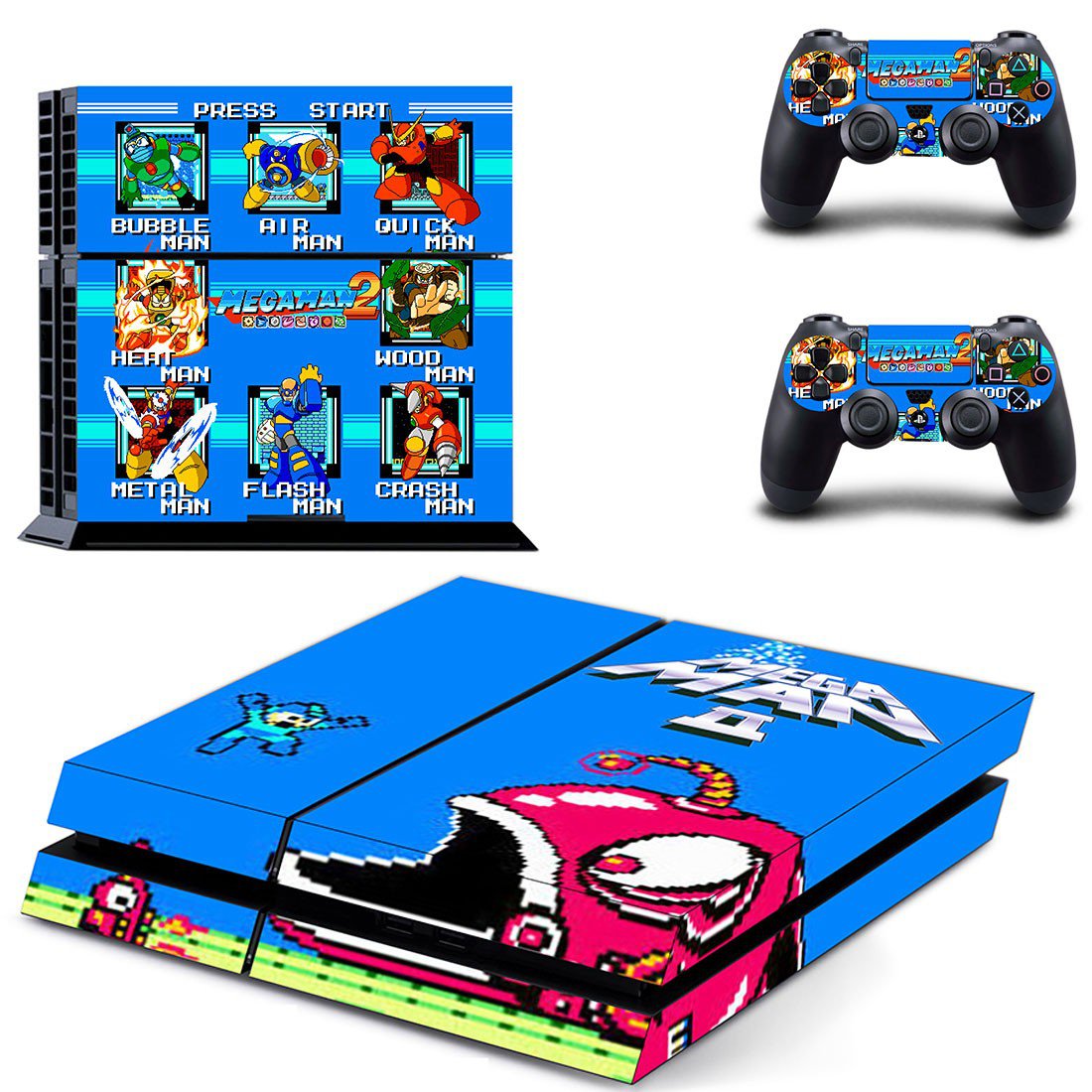 Mega Man 2 decal skin sticker for PS4 console and controllers