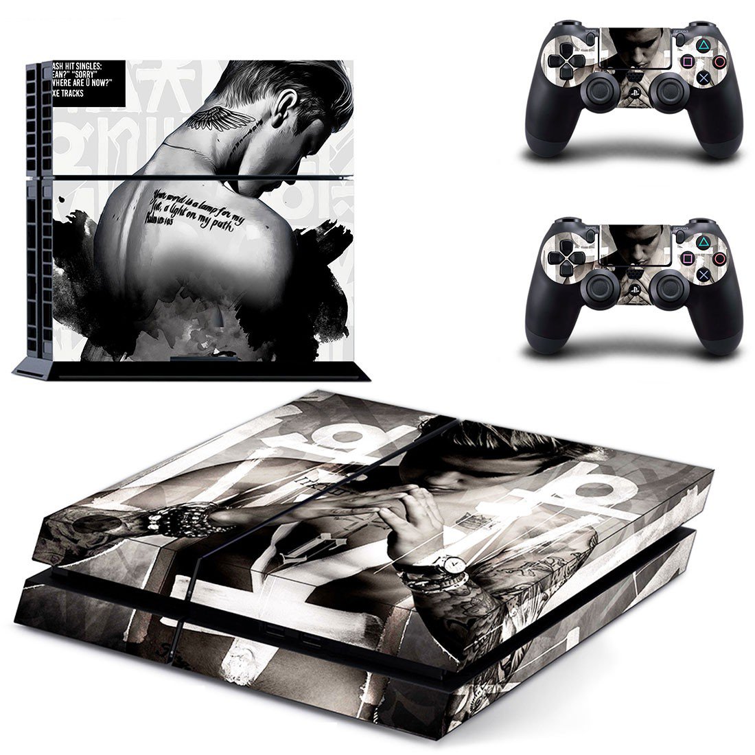 Justin Bieber decal skin sticker for PS4 console and controllers