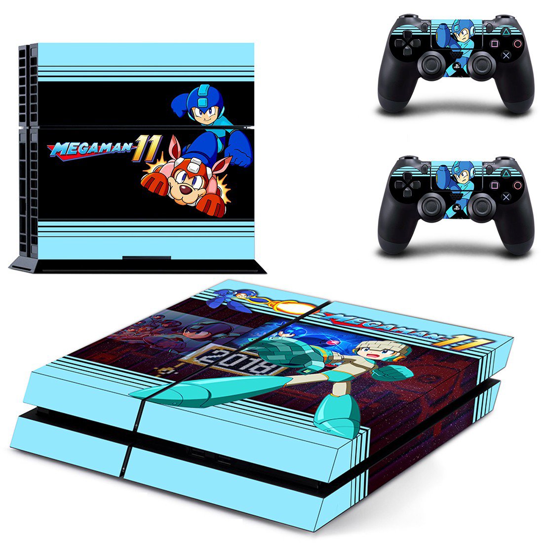 Mega man 11 decal skin sticker for PS4 console and controllers