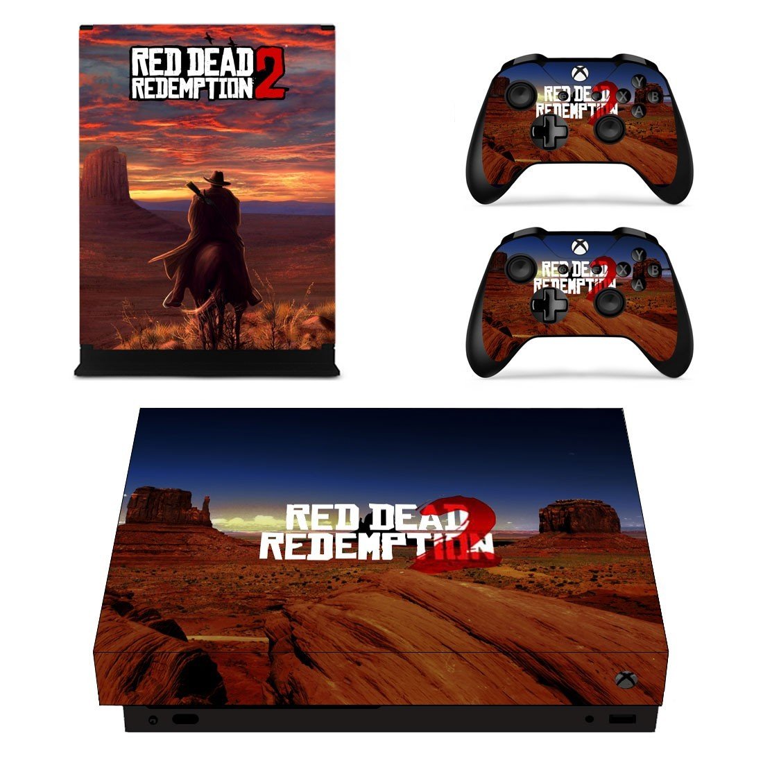 Red Dead Redemption 2 decal skin sticker for Xbox One X console and controllers