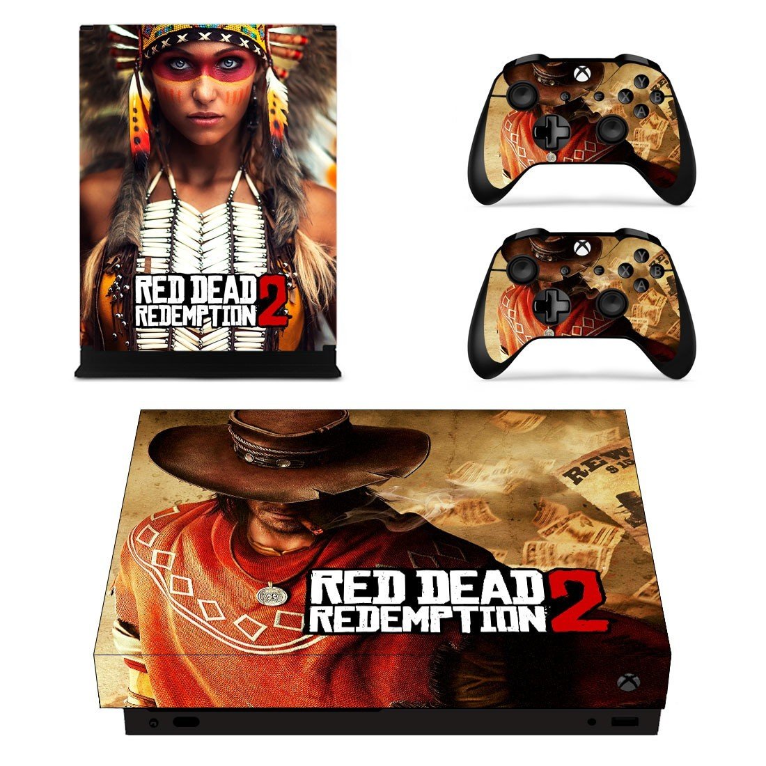 Red Dead Redemption 2 decal skin sticker for Xbox One X console and controllers