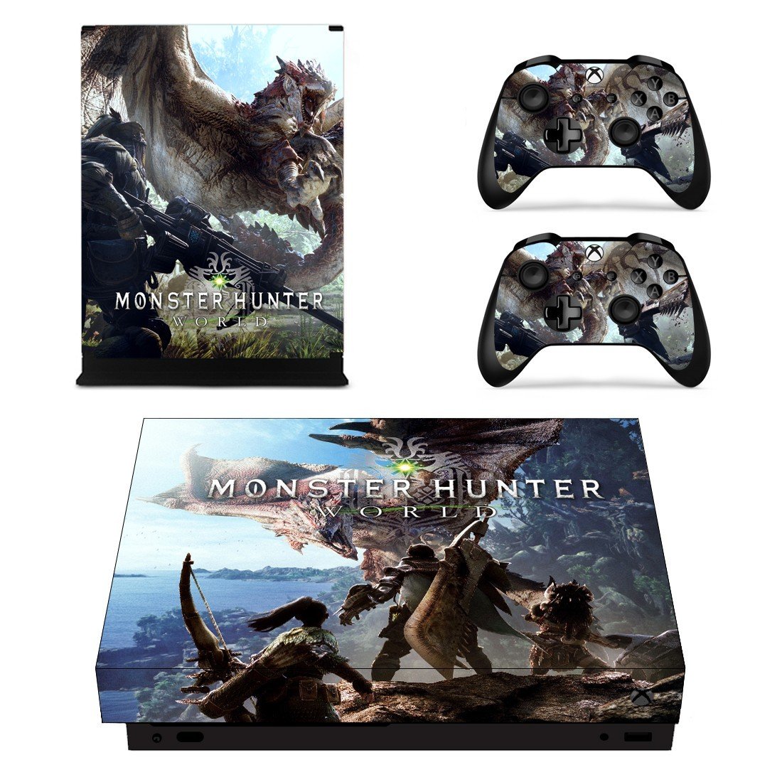 Monster Hunter world decal skin sticker for Xbox One X console and controllers
