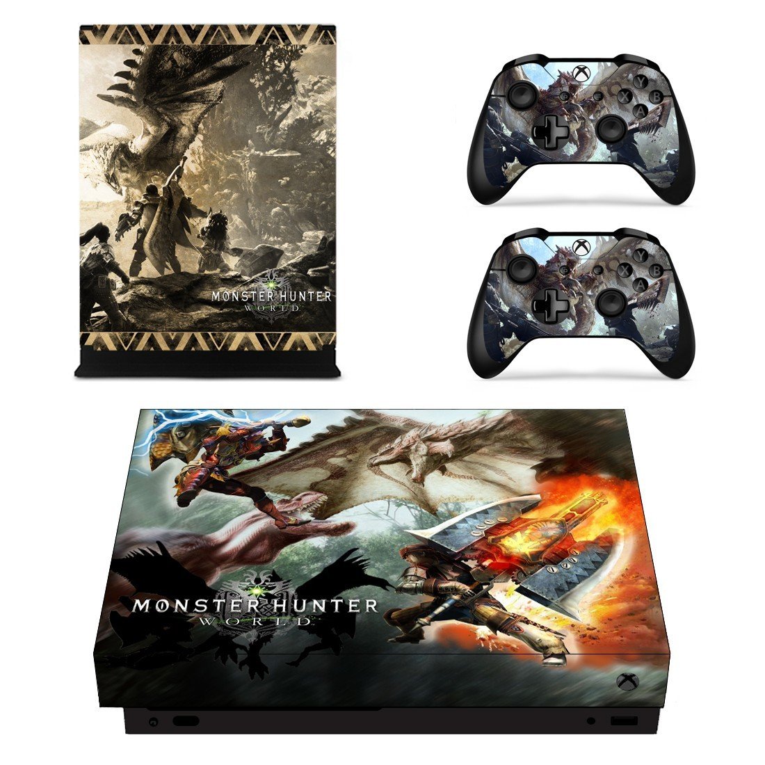 Monster Hunter world decal skin sticker for Xbox One X console and controllers