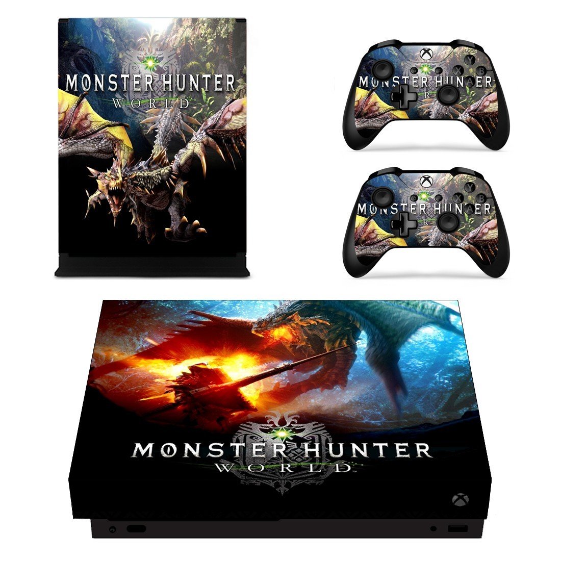 Monster Hunter world decal skin sticker for Xbox One X console and controllers