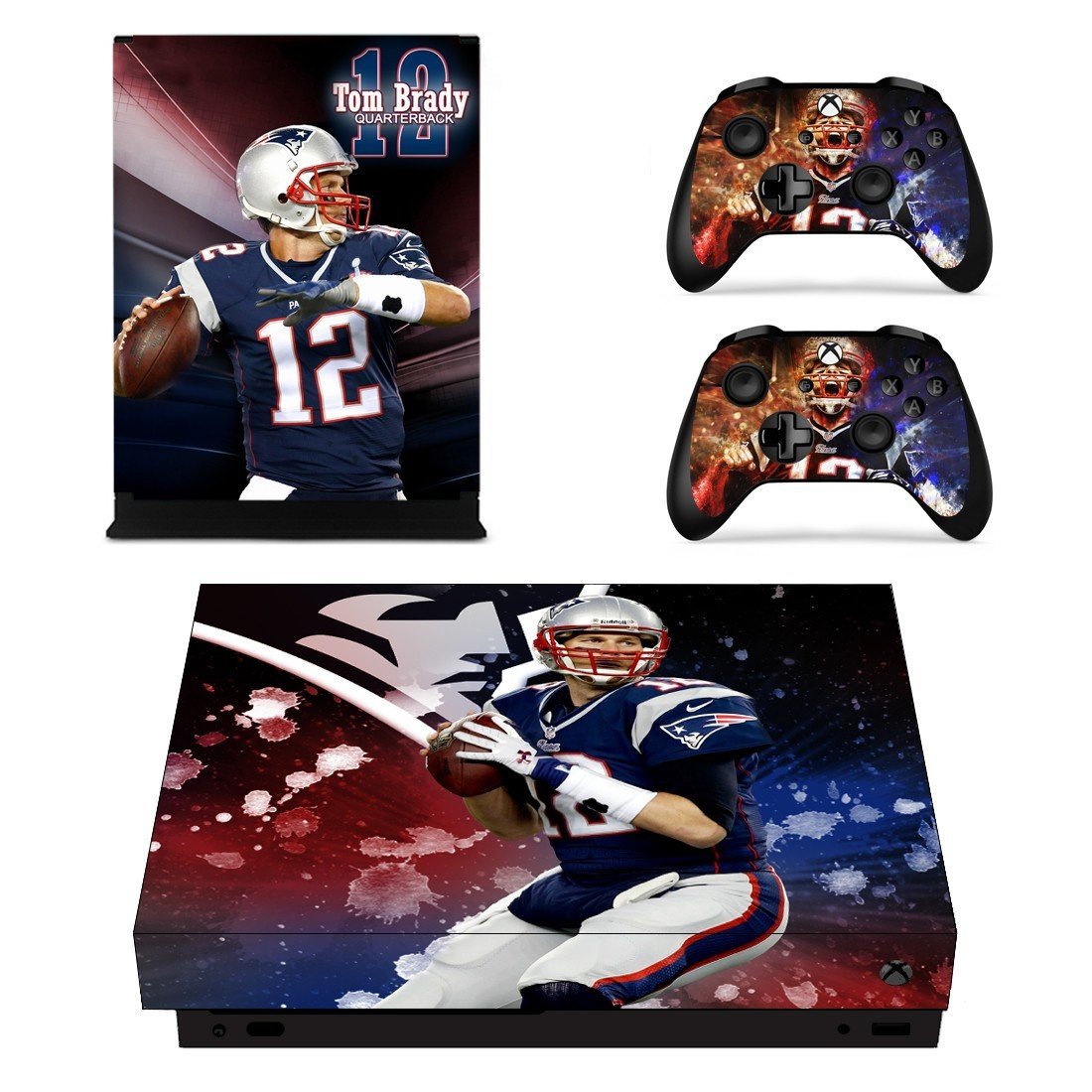 Tom Brady Quarterback decal skin sticker for Xbox One X console and controllers