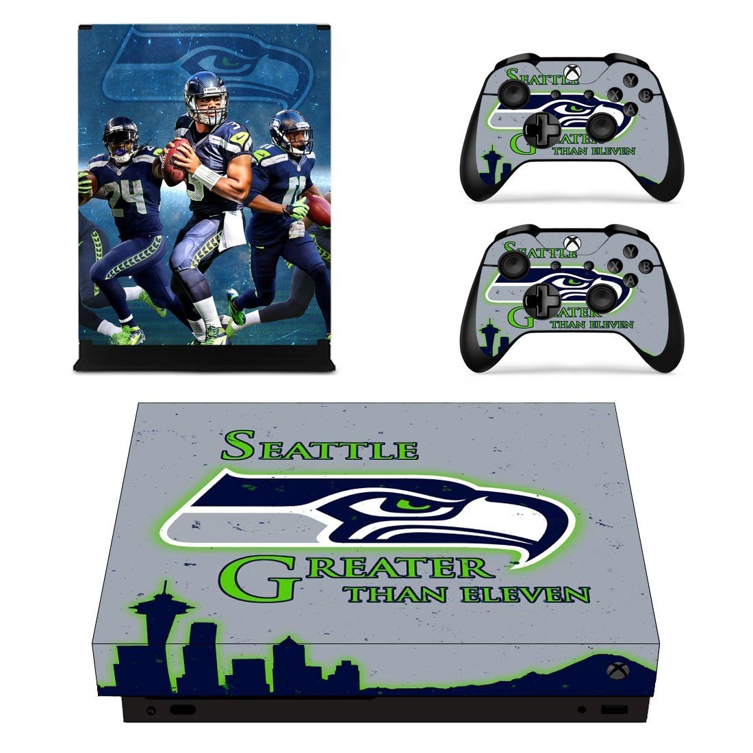 Seattle black hawk decal skin sticker for Xbox One X console and controllers