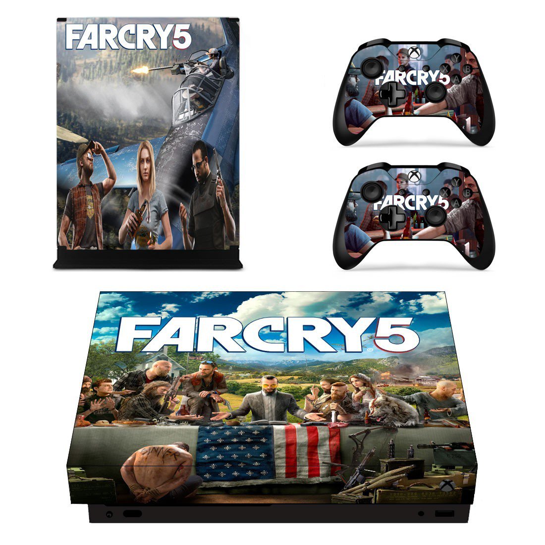 Far Cry 5 decal skin sticker for Xbox One X console and controllers