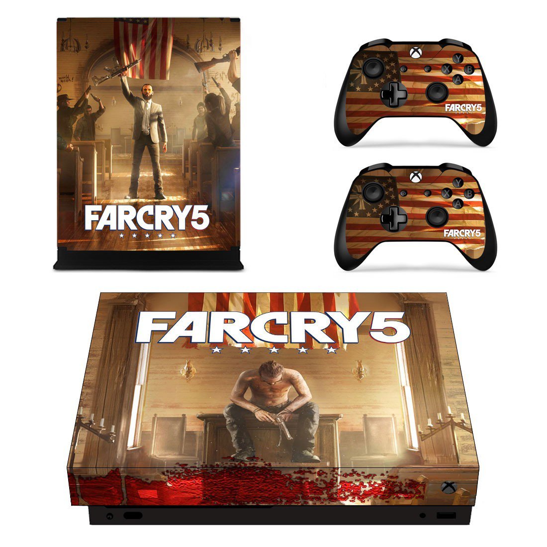 Far Cry 5 decal skin sticker for Xbox One X console and controllers