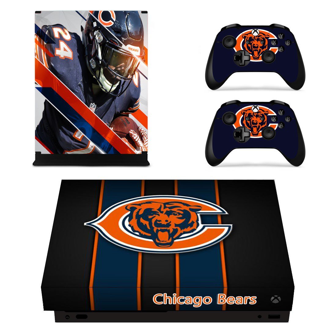 Chicago Bears decal skin sticker for Xbox One X console and controllers