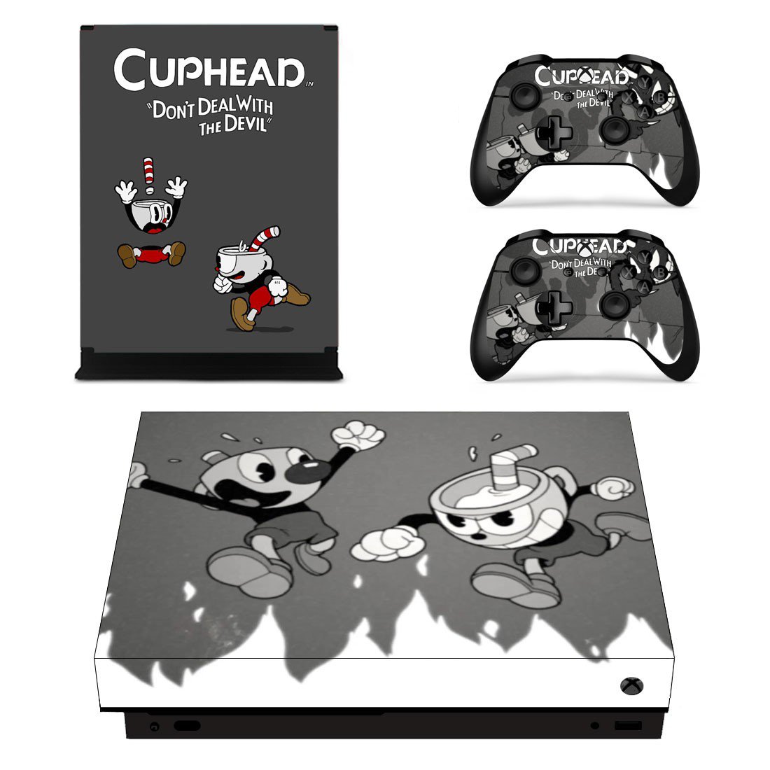 Cuphead decal skin sticker for Xbox One X console and controllers